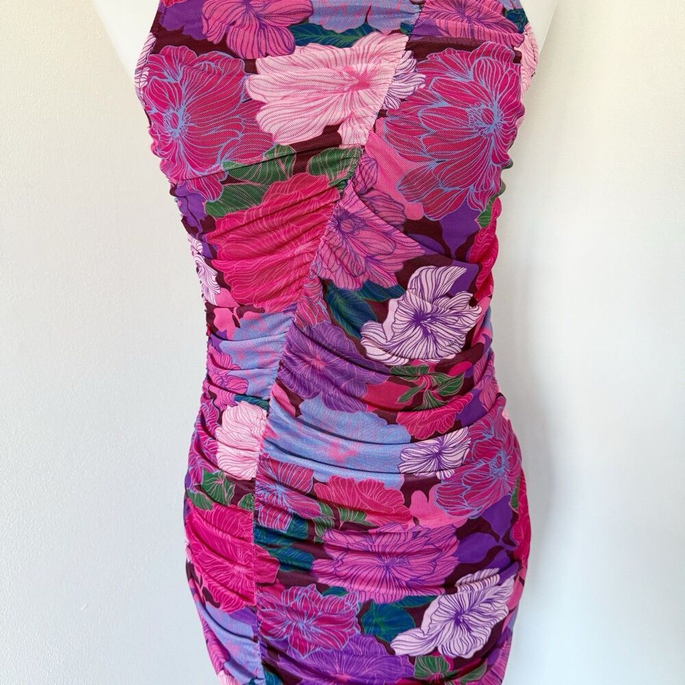 NEW NWT MINKPINK Women's Lexie Mesh Midi Dress Sleeveless Ruched Stretch S Small - Picture 13 of 16